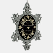 金ゴールドダイヤモンドは50周年結婚を迎える スノーフレークピューターオーナメント (左)