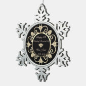 金ゴールドダイヤモンドは50周年結婚を迎える スノーフレークピューターオーナメント (右)