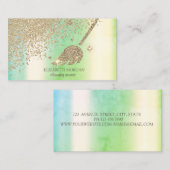 金ゴールドダイヤモンドほうきメイドクリーニングハウスグリーン 名刺 (正面/裏面)