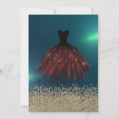 金ゴールドダイヤモンドエレガント、ドレスグリーンキンセアニェラ 招待状 (裏面)