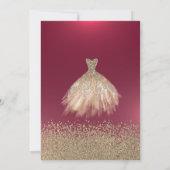 金ゴールドダイヤモンドエレガント、ドレスブルゴーニュ30歳の誕生日 招待状 (裏面)