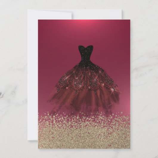 金ゴールドダイヤモンドエレガント、ドレスレッドキンセアニェラ 招待状 (裏面)