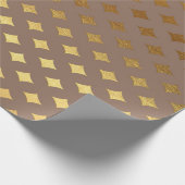 金ゴールドダイヤモンドカットアイボリーベージュヘラルデ ラッピングペーパー (角)