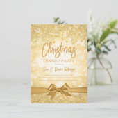 金ゴールドダイヤモンドグリッターリボンクリスマスホリデー 招待状 (スタンド正面)