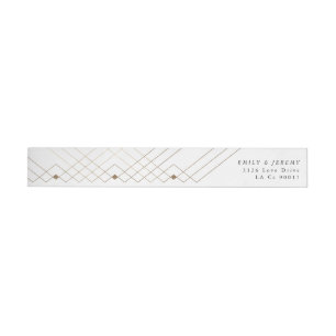 金ゴールドダイヤモンドジオメトリックアールデコ結婚ギャツビー ラップアラウンドラベル