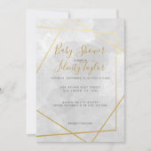 金ゴールドダイヤモンドジオメトリックグレー水色ベビーシャワー 招待状 (正面)