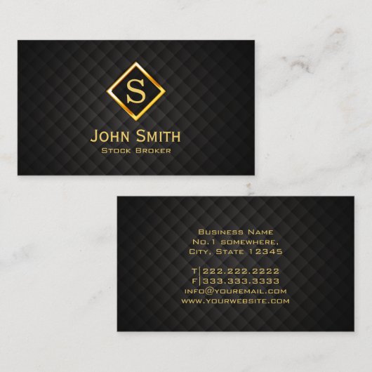 金ゴールドダイヤモンドストックブローカー名刺 名刺 (正面/裏面)