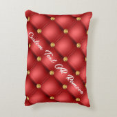 金ゴールドダイヤモンドタフテッドレザーあなたのテキスト名レッド アクセントクッション (裏面(縦))