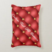 金ゴールドダイヤモンドタフテッドレザーあなたのテキスト名レッド アクセントクッション (正面(垂直))