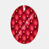 金ゴールドダイヤモンドタフテッドレザーあなたのテキスト名レッド メタルオーナメント (正面左)