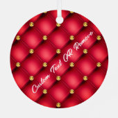 金ゴールドダイヤモンドタフテッドレザーあなたのテキスト名レッド メタルオーナメント (裏面)