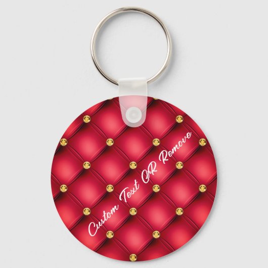 金ゴールドダイヤモンドタフテッドレッドレザー文字キーチェーンギフト キーホルダー (正面)