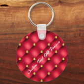 金ゴールドダイヤモンドタフテッドレッドレザー文字キーチェーンギフト キーホルダー (正面)