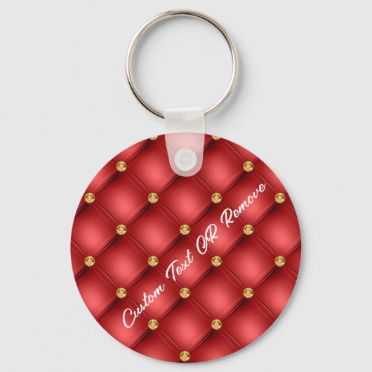 金ゴールドダイヤモンドタフテッドレッドレザー文字名キーチェーン キーホルダー (正面)