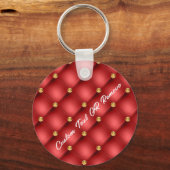 金ゴールドダイヤモンドタフテッドレッドレザー文字名キーチェーン キーホルダー (正面)