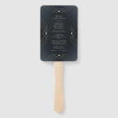 金ゴールドダイヤモンドネイビー幾何学模様デコ結婚ギャツビー ハンドファン (裏面)