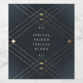 金ゴールドダイヤモンドネイビー幾何学模様デコ結婚ギャツビー ワインラベル (シングルラベル)