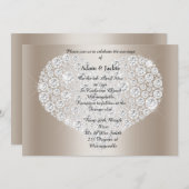 金ゴールドダイヤモンドハートエレガントな結婚式 招待状 (正面/裏面)