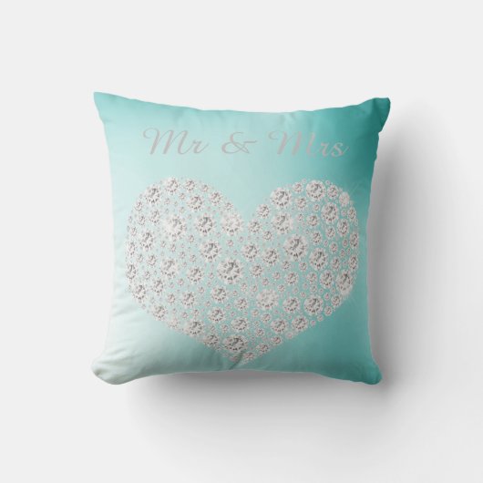 金ゴールドダイヤモンドハート結婚クッション緑 クッション (正面)