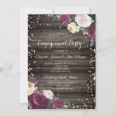 金ゴールドダイヤモンドバーガンディーフラワーウッド 招待状 (正面)