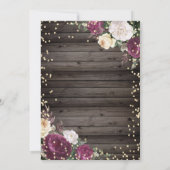 金ゴールドダイヤモンドバーガンディーフラワーウッド 招待状 (裏面)