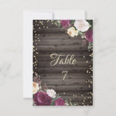 金ゴールドダイヤモンドバーガンディーフラワーウッド 招待状 (正面)