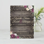 金ゴールドダイヤモンドバーガンディーフラワーウッド 招待状 (スタンド正面)