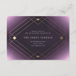 金ゴールドダイヤモンドパープルジオメトリックデコギャツビー結婚ズ エンクロージャーカード