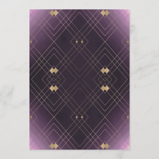 金ゴールドダイヤモンドパープルジオメトリックデコギャツビー結婚ズ メニュー (裏面)