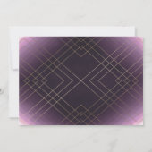 金ゴールドダイヤモンドパープルジオメトリックデコギャツビー結婚ズ 招待状 (裏面)