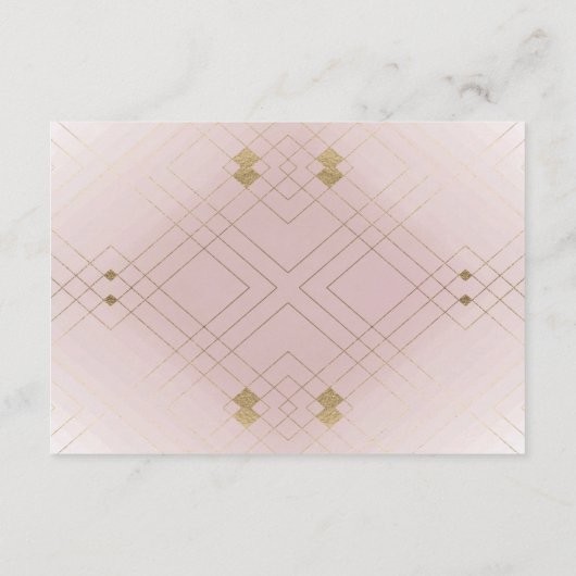 金ゴールドダイヤモンドピンク幾何学模様デコギャツビー結婚ズ エンクロージャーカード (裏面)