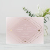 金ゴールドダイヤモンドピンク幾何学模様デコギャツビー結婚ズ 招待状 (スタンド正面)