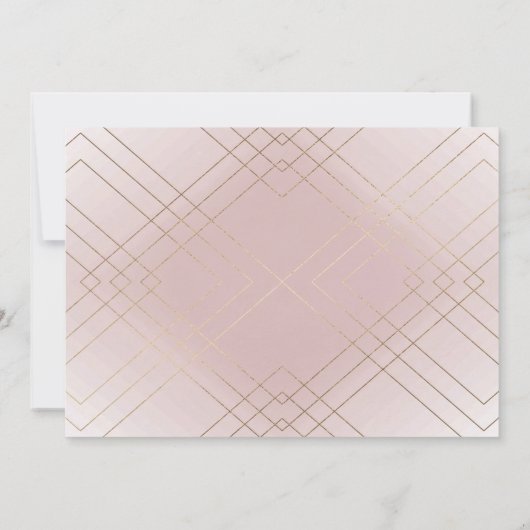 金ゴールドダイヤモンドピンク幾何学模様デコギャツビー結婚ズ 招待状 (裏面)