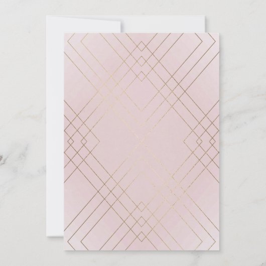 金ゴールドダイヤモンドピンク幾何学模様デコギャツビー結婚ズ 招待状 (裏面)