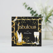 金ゴールドダイヤモンドファブラスグリッターハイヒールパーティー 招待状 (スタンド正面)