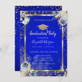 金ゴールドダイヤモンドフレームバラ蝶ブ王室のルー 招待状 (正面/裏面)