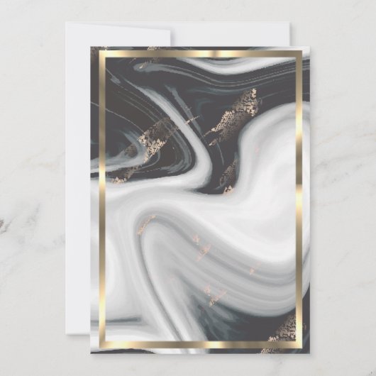 金ゴールドダイヤモンドフレーム結婚大理石記念日 招待状 (裏面)