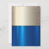 金ゴールドダイヤモンドフレーム、水彩グラッドキャップ金ゴールドブルー 招待状 (裏面)