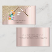 金ゴールドダイヤモンドフローラスプレーボトルクリーニングハウス 名刺 (正面/裏面)