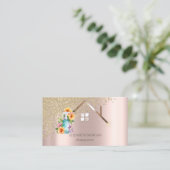 金ゴールドダイヤモンドフローラスプレーボトルクリーニングハウス 名刺 (スタンド正面)