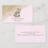 金ゴールドダイヤモンドフローラスプレーボトルピンク 名刺 (正面/裏面)