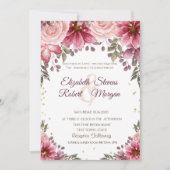 金ゴールドダイヤモンドフローラブルゴーニュ結婚式招待状 招待状 (正面)