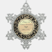 金ゴールドダイヤモンドフローラ結婚10周年 スノーフレークピューターオーナメント (正面)