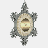 金ゴールドダイヤモンドフローラ結婚50周年 スノーフレークピューターオーナメント (左)