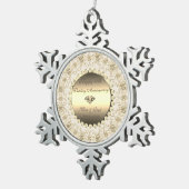 金ゴールドダイヤモンドフローラ結婚50周年 スノーフレークピューターオーナメント (右)