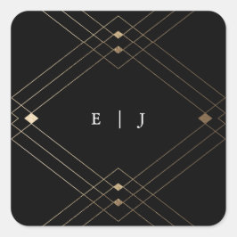 金ゴールドダイヤモンドブラックジオメトリックデコギャツビー結婚ズ スクエアシール