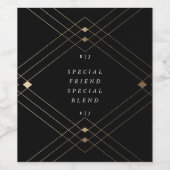 金ゴールドダイヤモンドブラックジオメトリックデコギャツビー結婚ズ ワインラベル (シングルラベル)