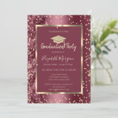 金ゴールドダイヤモンドブルゴーニュグリッター卒業キャップ 招待状 (スタンド正面)