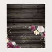 金ゴールドダイヤモンドブルゴーニュフラワーズウッドサンキューカード 名刺 (外部フラット)