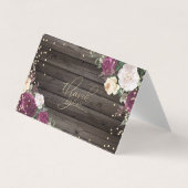 金ゴールドダイヤモンドブルゴーニュフラワーズウッドサンキューカード 名刺 (正面)